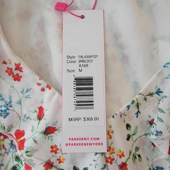 Parker White Spring Ditsy Floral Ruffle Mini Dress - Picture 10 of 10